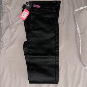Edikted Black Leather Flare Jeans